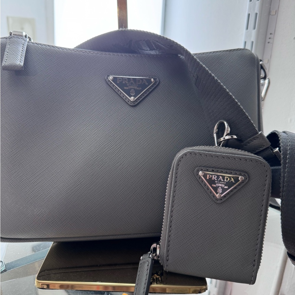 Prada Gray Women's Bag with Matching Wallet